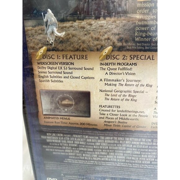 The Lord of the Rings: The Return of the King DVD New 2004, 2-Disc Set‎ Sealed - Picture 4 of 6
